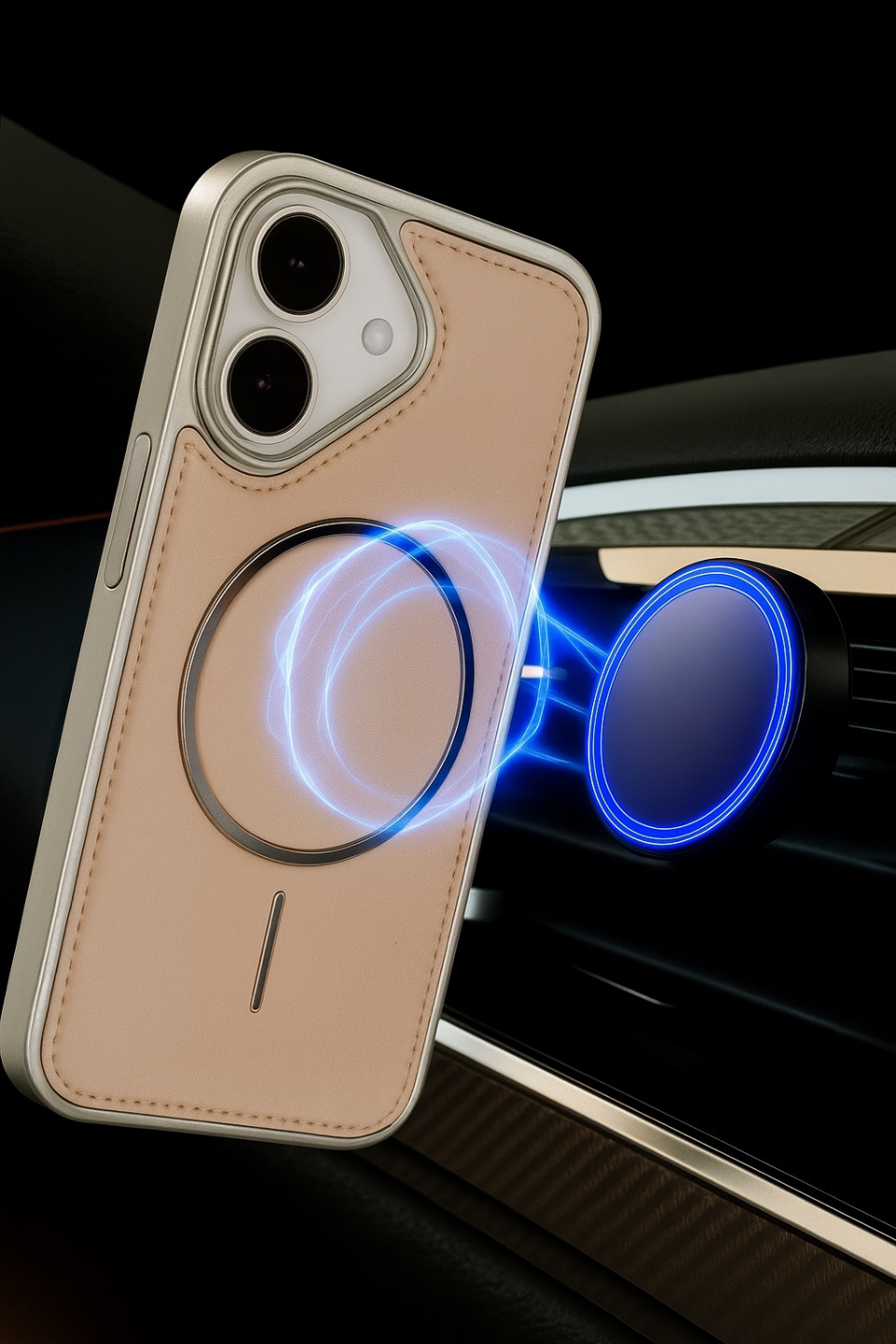 NeoMag Case Iphone 17 Krem Manyetik Özellikli Deri Kılıf 