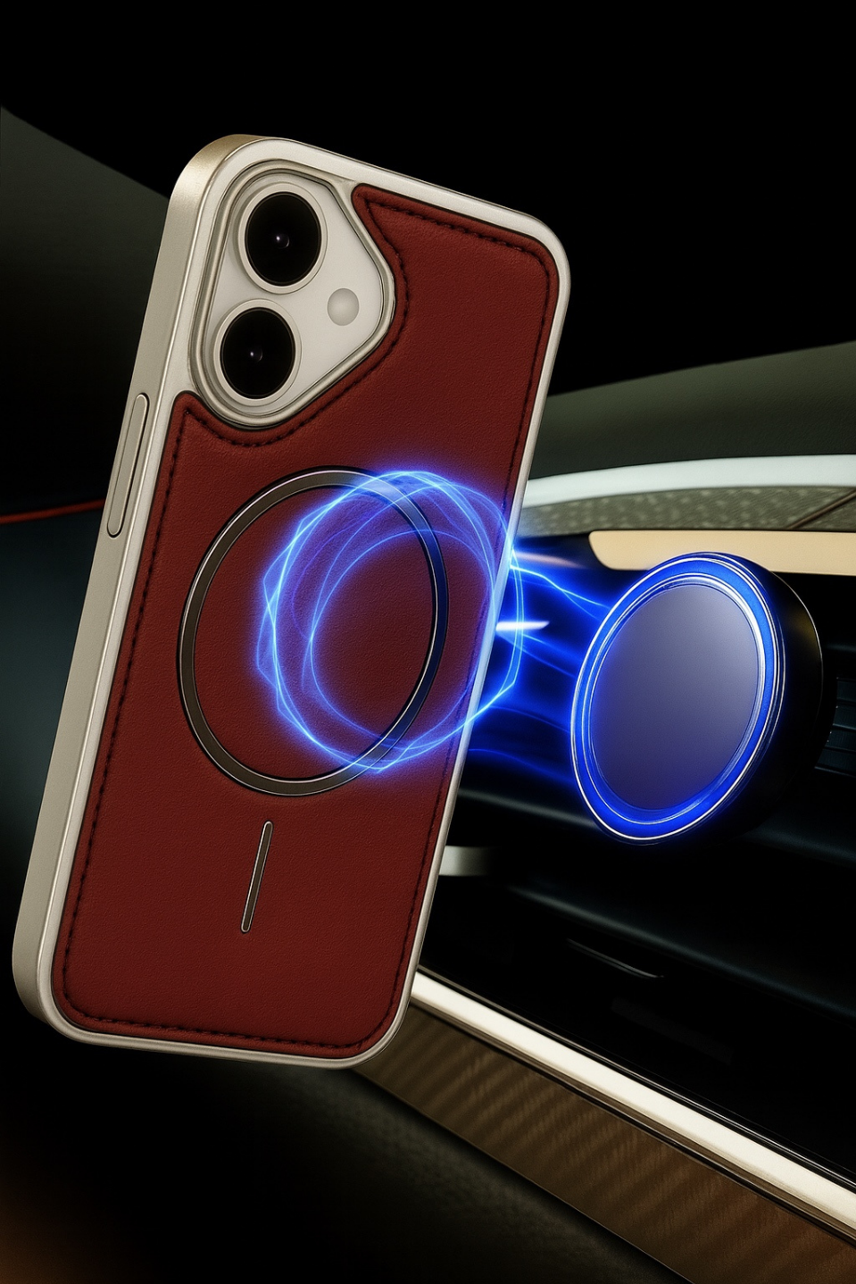 NeoMag Case Iphone 17 Kırmızı Manyetik Özellikli Deri Kılıf 