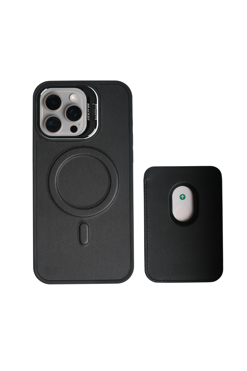 PrimeCase Iphone 15 Pro Max Siyah Manyetik Özellikli Standlı Deri Kılıf+Kartlık