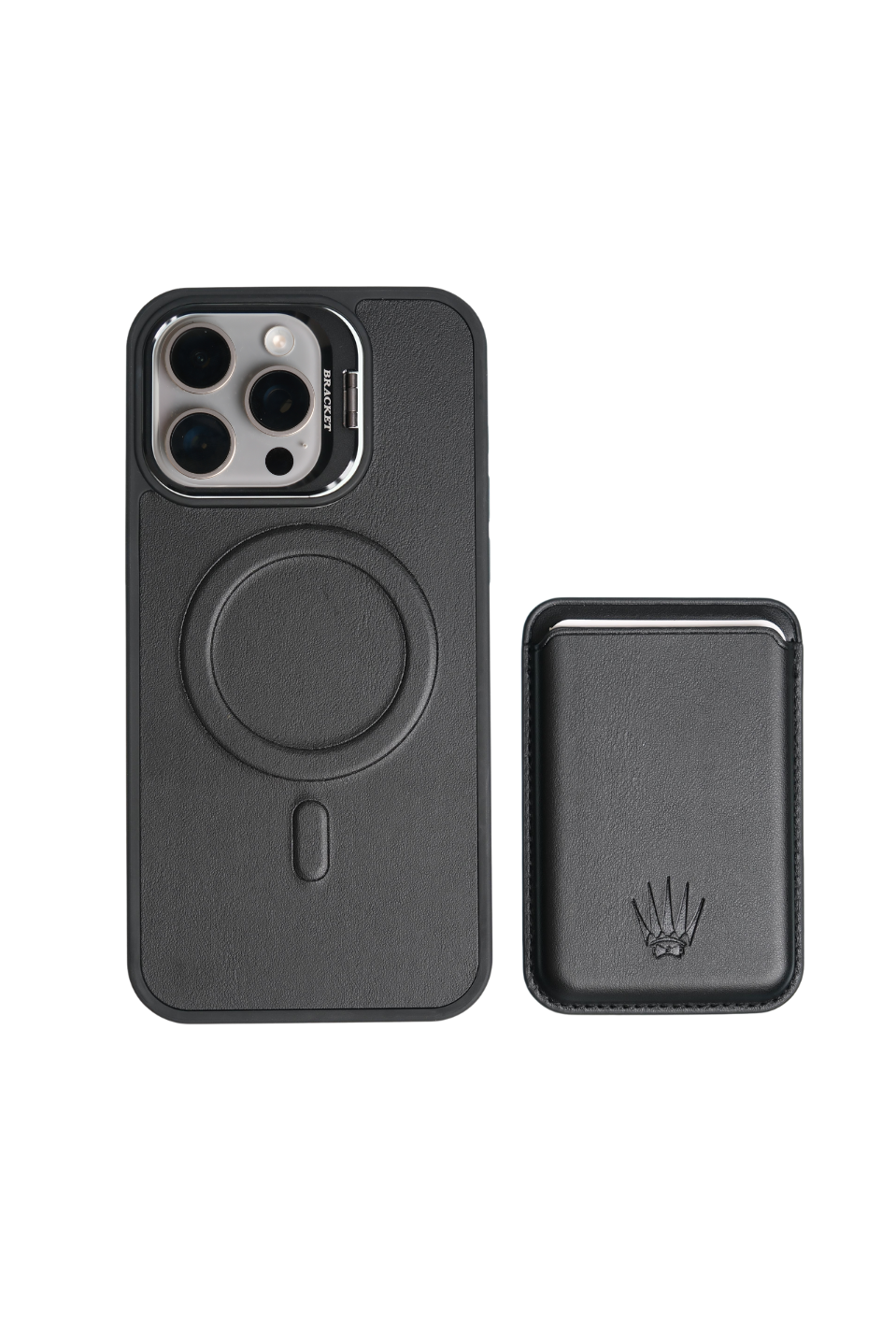 PrimeCase Iphone 15 Pro Max Siyah Manyetik Özellikli Standlı Deri Kılıf+Kartlık