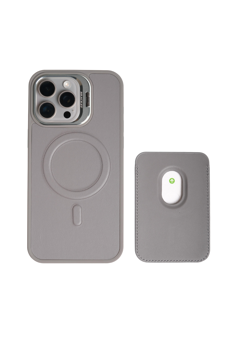 PrimeCase Iphone 15 Pro Max Gri Manyetik Özellikli Standlı Deri Kılıf+Kartlık