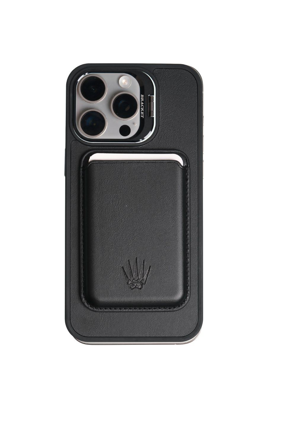 PrimeCase Iphone 15 Pro Max Siyah Manyetik Özellikli Standlı Deri Kılıf+Kartlık