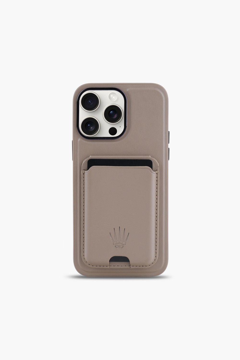 STANDLI IPHONE 15 PLUS  KREM DERİ TELEFON KILIFI