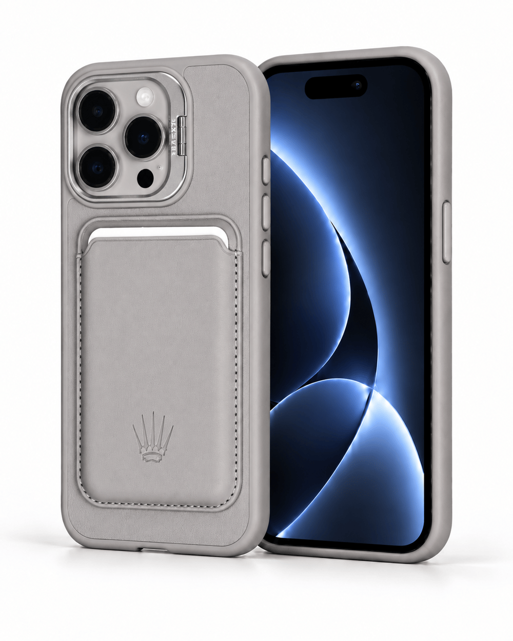 PrimeCase Iphone 16 Pro Max Gri Kılıf Magsafe Özellikli Deri Kılıf+Kartlık