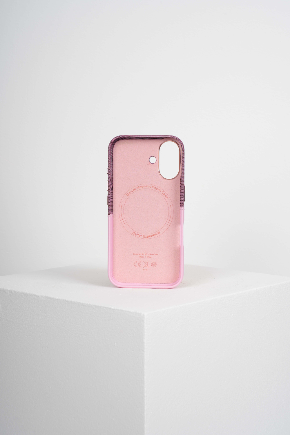 Nova Iphone 16 Deri Kartlıklı Telefon Kılıfı Pembe 