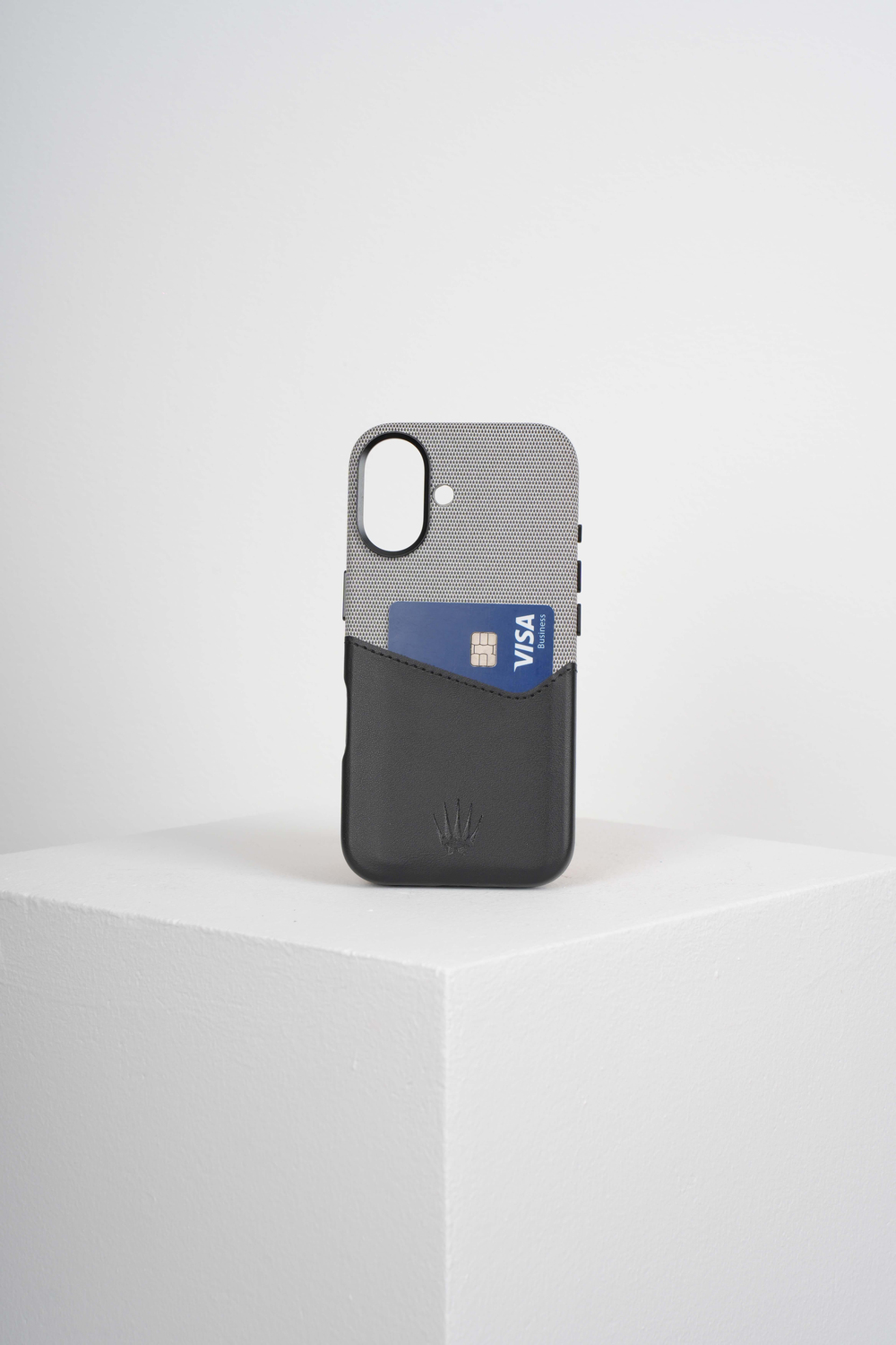 Nova Iphone 16 Deri Kartlıklı Telefon Kılıfı Siyah-Gri 