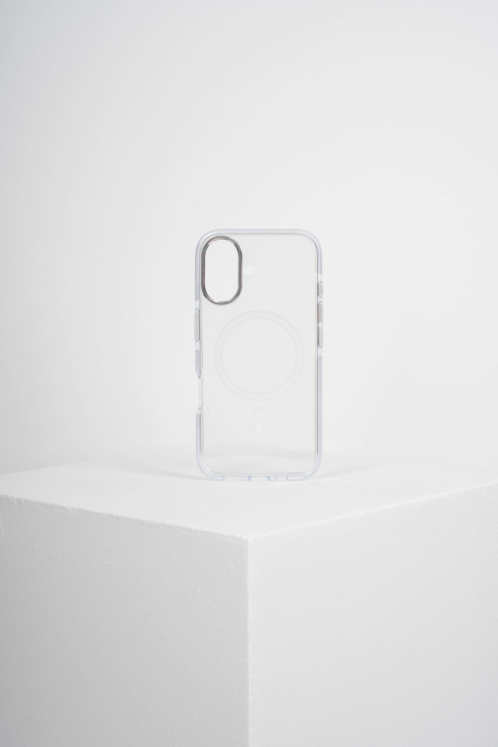 Onyx  Iphone 16 Beyaz Kılıf Manyetik Özellikli Şeffaf Sert Pc Embos Kılıf+Kamera Koruyucu