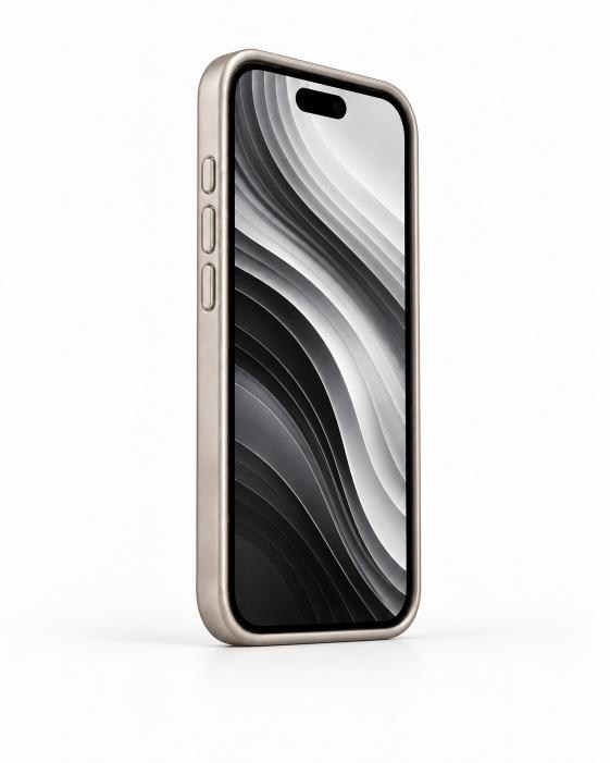 Therock 15 Pro Max Titanyum Gri Manyetik Özellikli Alüminyum Alaşımlı Hakiki Deri,Kokulu Metal Kızaklı Telefon Kılıfı