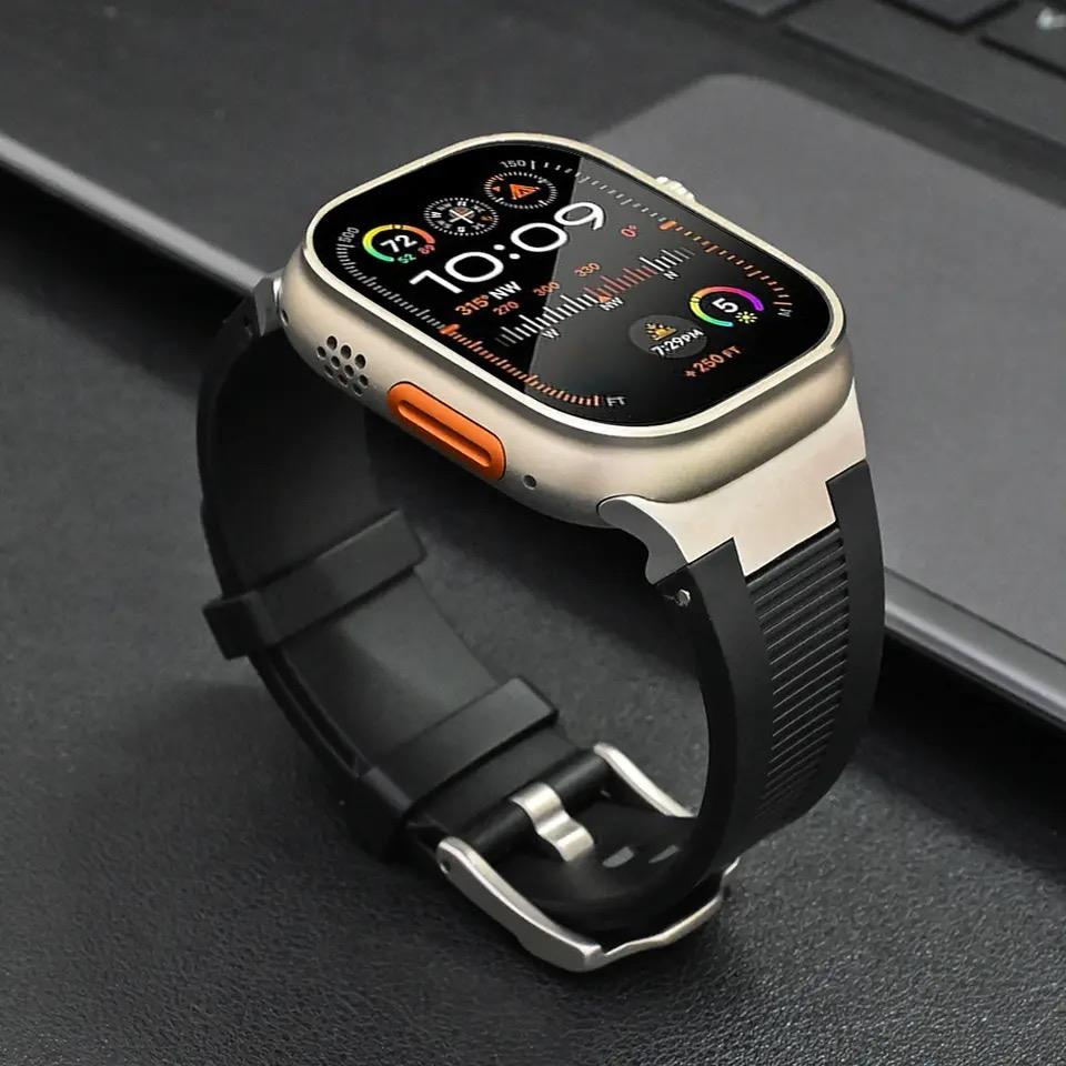 Apple Saat Kordonu Duke SİYAH  Ultra 2 49mm bant 42mm 44mm 45mm Mecha bilezik için IWatch serisi 9 8 7 6 5 4 Se 3 2