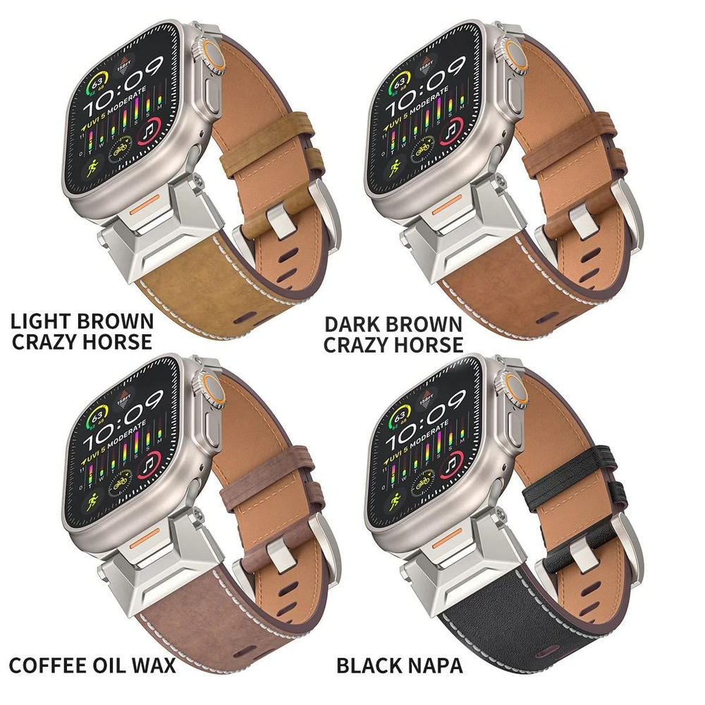 Apple Saat Kordonu Dark KAHVERENGİ Crazy Horse Ultra 2 49mm bant 42mm 44mm 45mm Mecha bilezik için IWatch serisi 9 8 7 6 5 4 Se 3 2