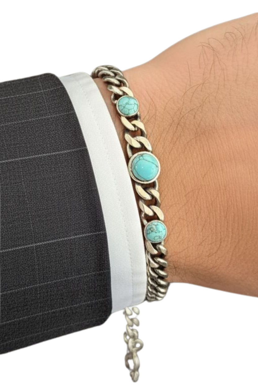 Beaded natural stone Silver Blue Çelik Bileklik BileklikWATCHOFROYALBeadedBeaded natural stone Silver Blue Çelik Bileklik 