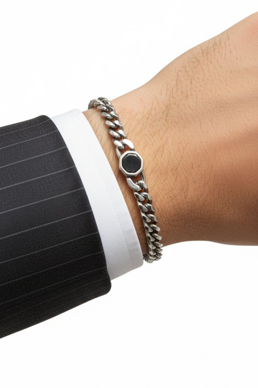 Clasp natural stone Silver Black Çelik Bileklik BileklikWATCHOFROYALClaspClasp natural stone Silver Black Çelik Bileklik 