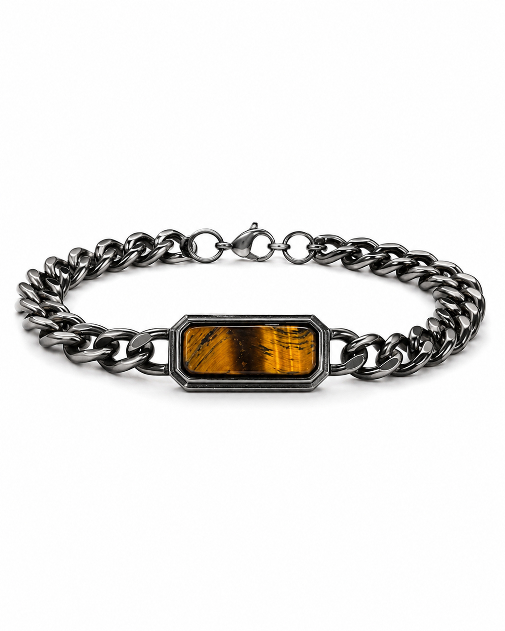 Dainty natural stone Silver Yellow Çelik Bileklik 