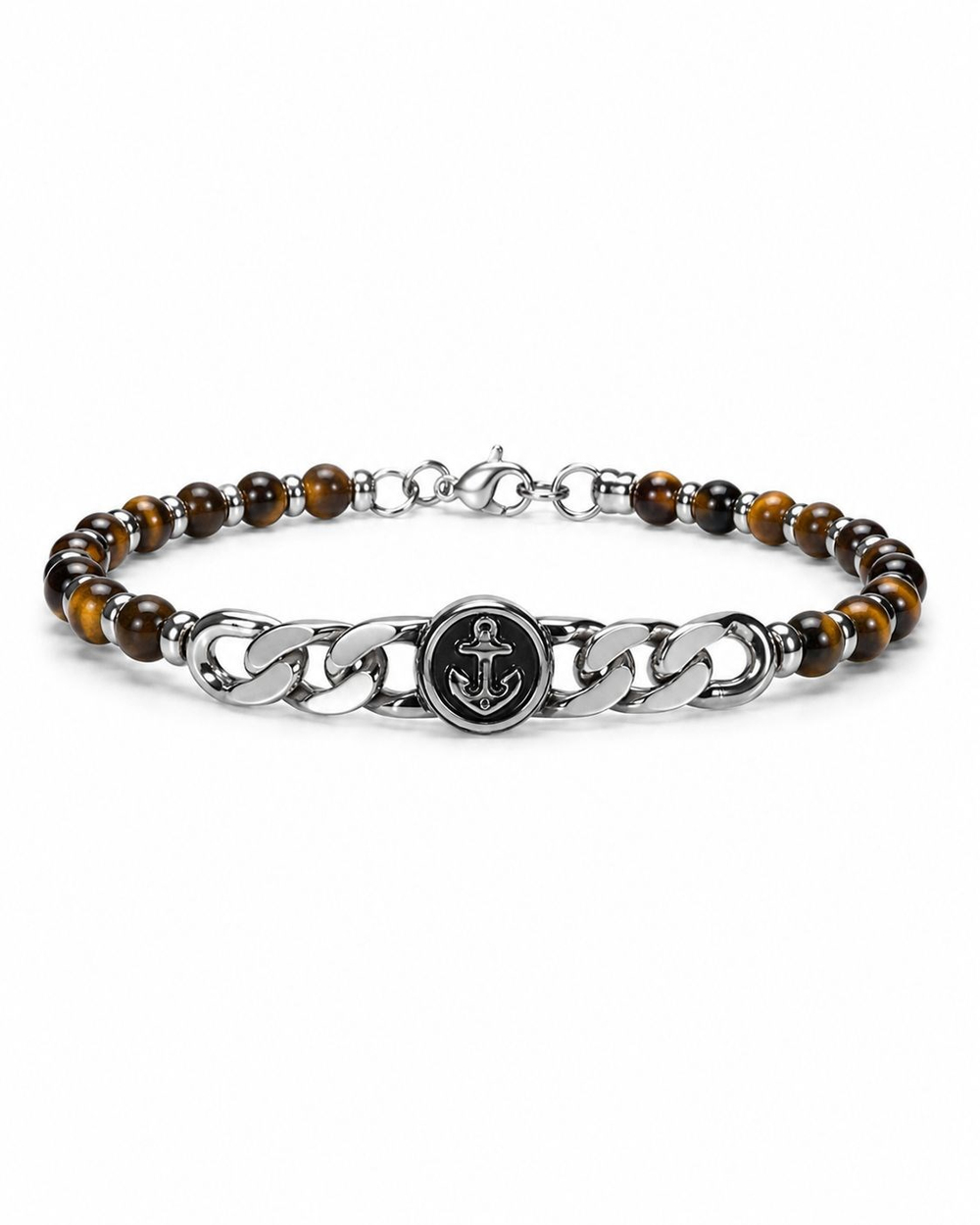 Martin natural stone Silver Kahverengi Çelik Bileklik 