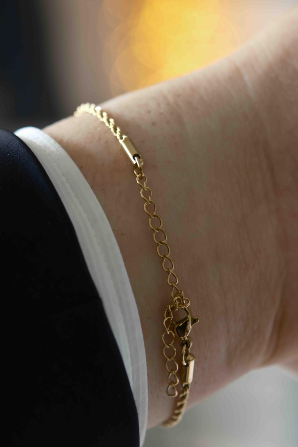 Slim Rope Chain Gold Çelik Bileklik 