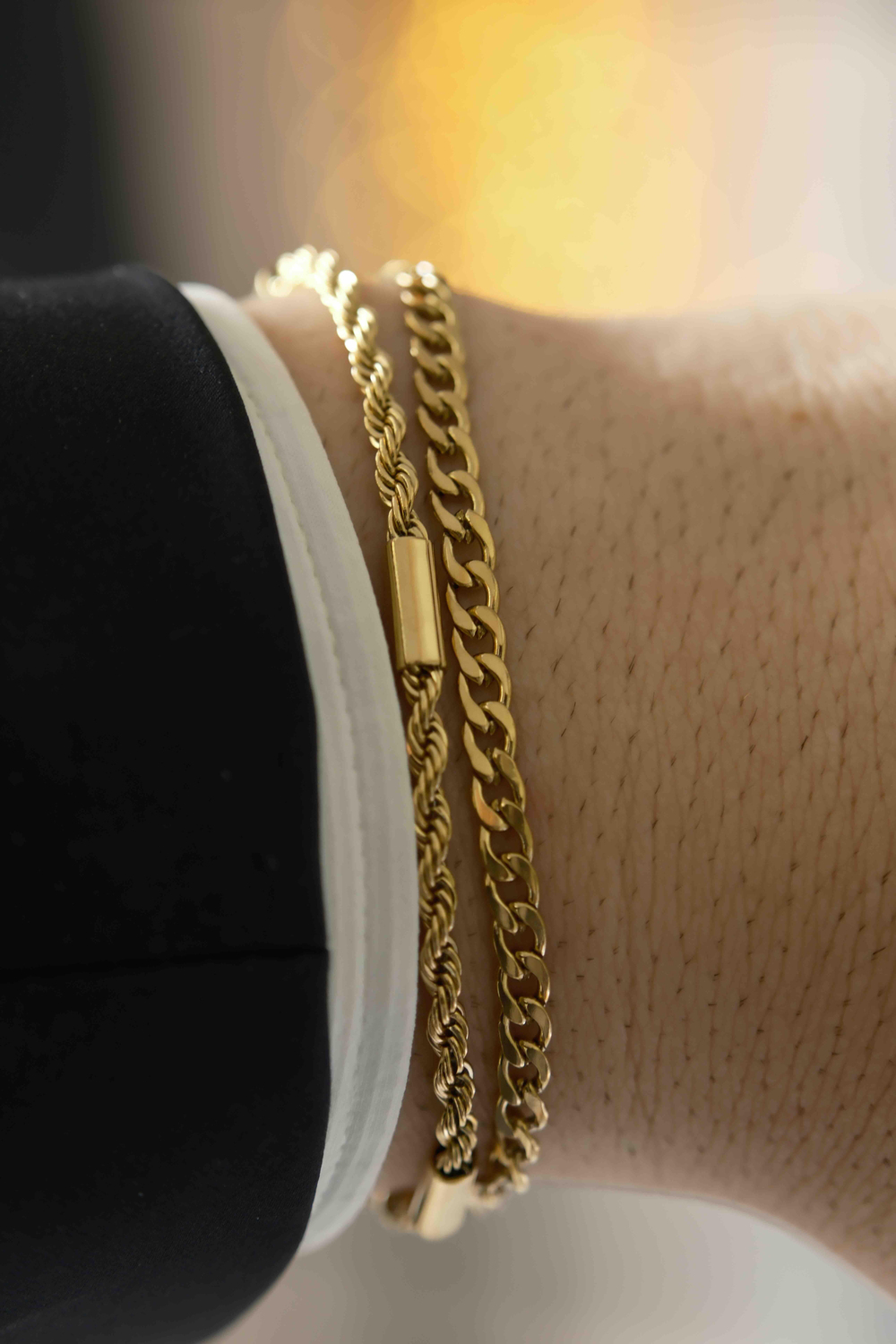 Spiral Touch Gold Çelik Bileklik 2li Set