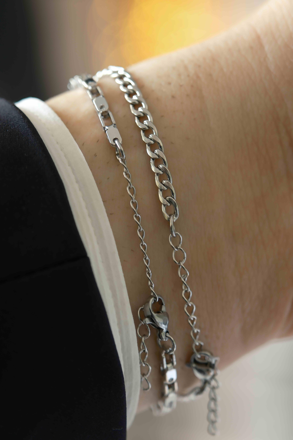 Square Link Silver Çelik bileklik 