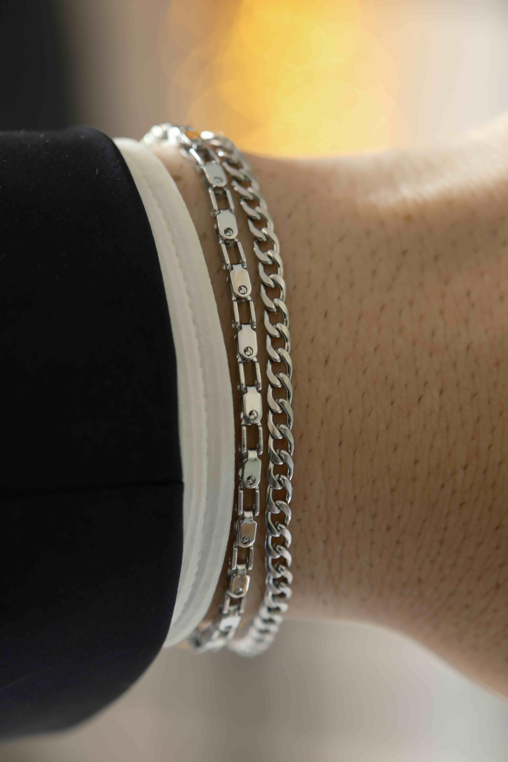 Square Link Silver Çelik bileklik 