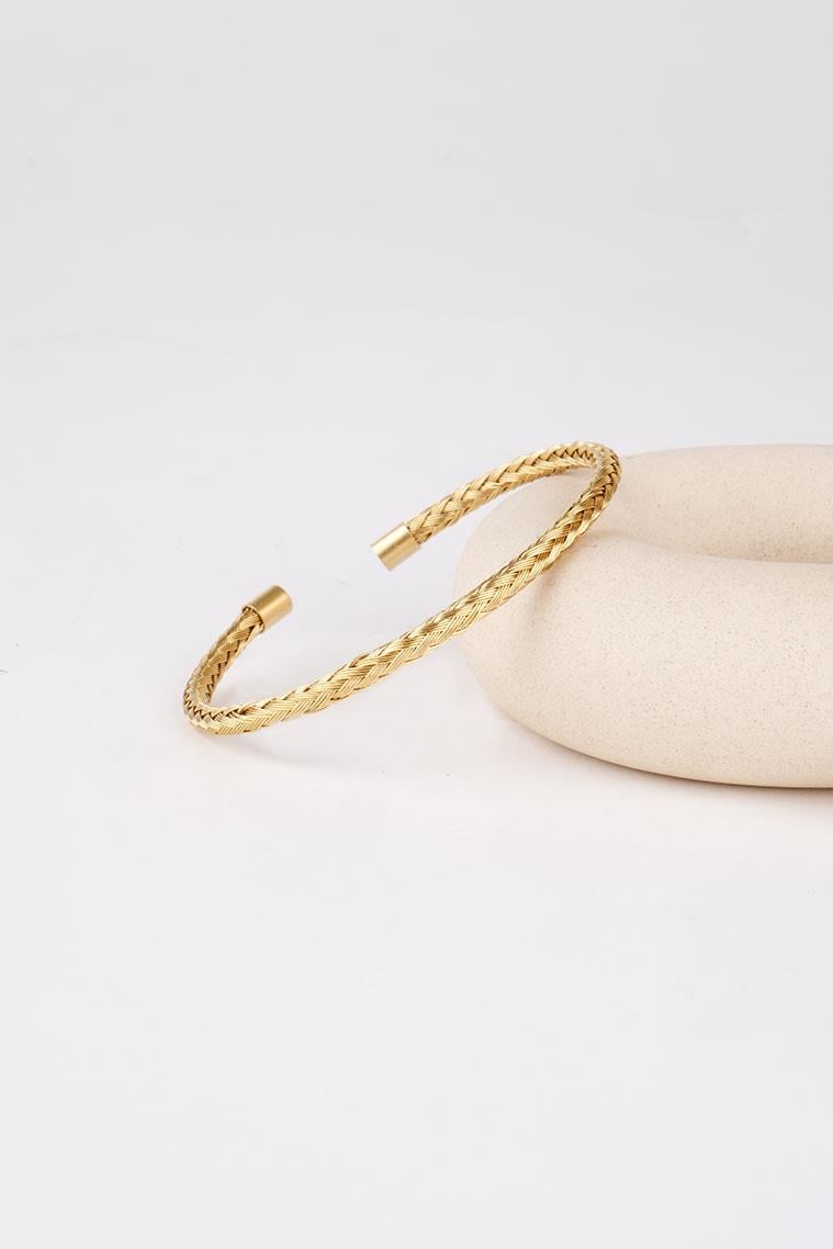 THIN KNITTING GOLD TITANIUM ÇELİK BİLEZİK