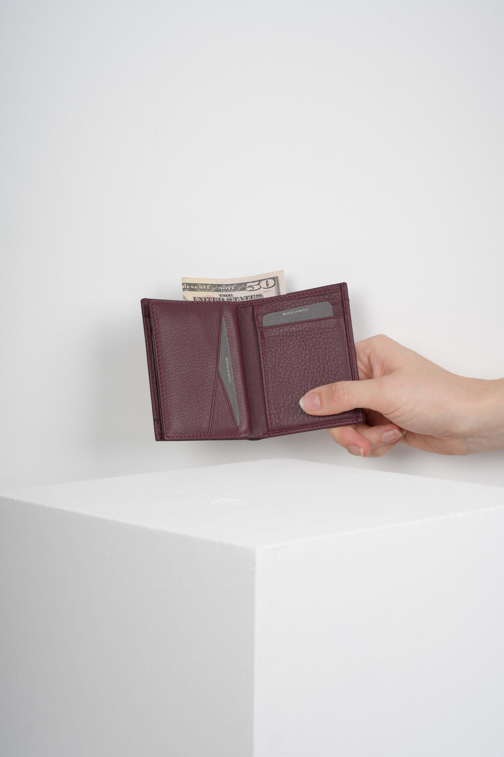 BORIS BURGUNDY GENUINE LEATHER CARD HOLDER
