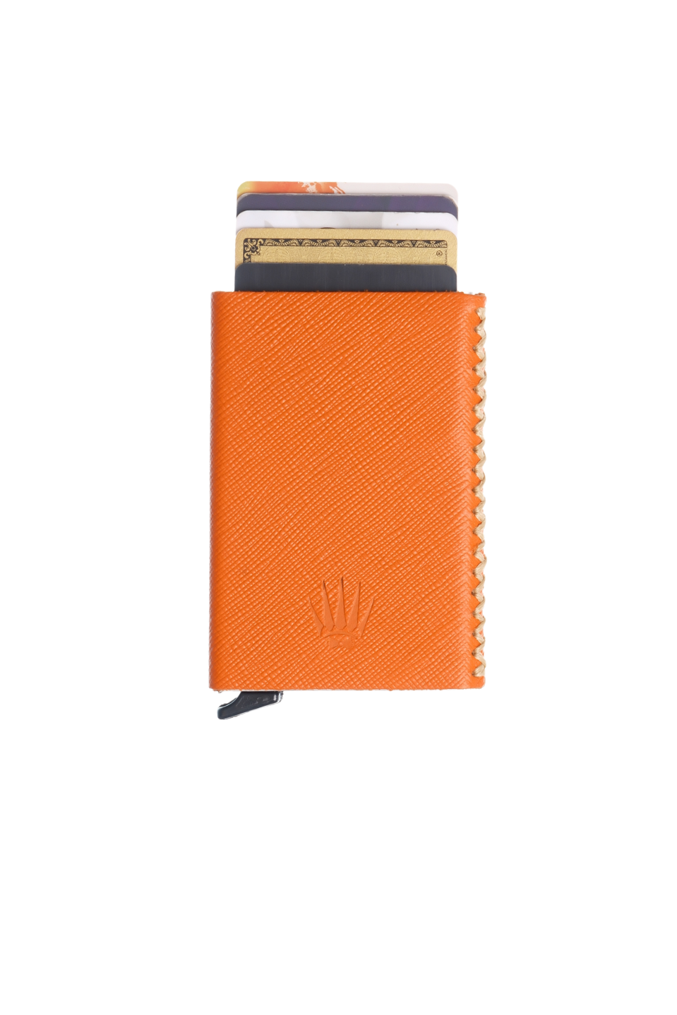 Cortex Slim Saffiano Turuncu Hakiki Deri Bölmeli Kızaklı Mekanizmalı Kartlık