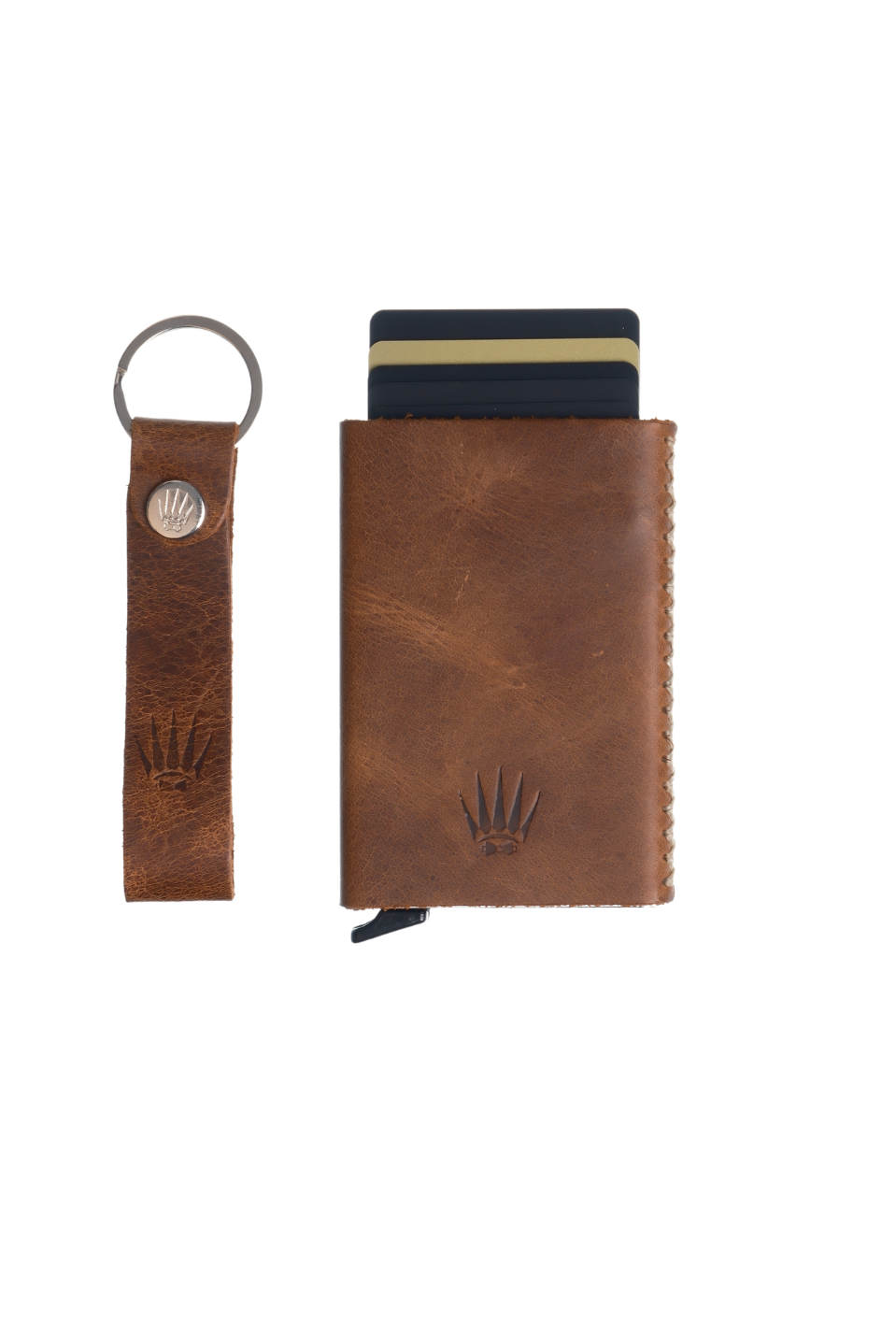 Hediye Seti Hakiki Deri Clot Kahve Mekanizmalı Kartlık&Anahtarlık