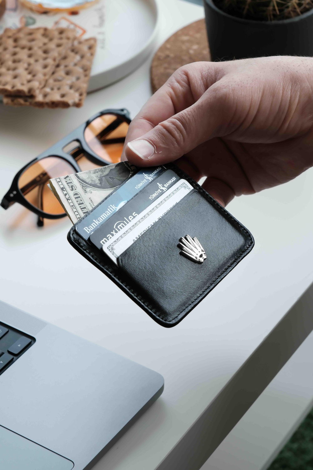 CARD HOLDER SİYAH HAKİKİ DERİ KARTLIK 