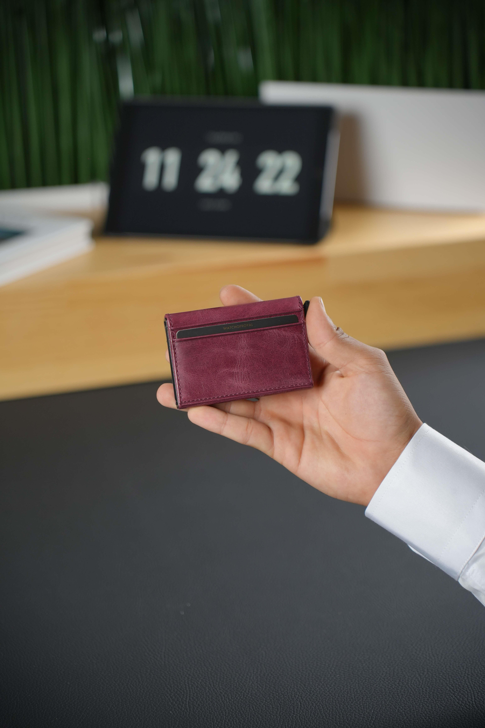 Hakiki Deri Bordo Cüzdan 9 Kart Bölmeli & Kartlık,Mekanizmalı ve RFID Korumalı Cüzdan Lexı