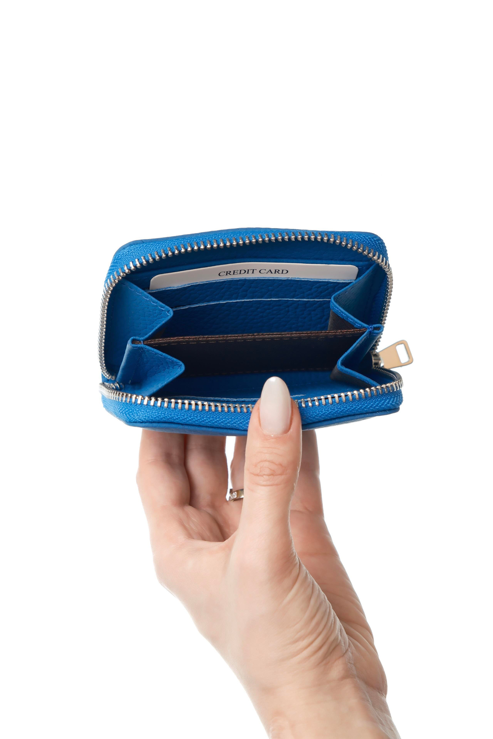 Lyon Mavi Hakiki Deri Cüzdan Kartlık 