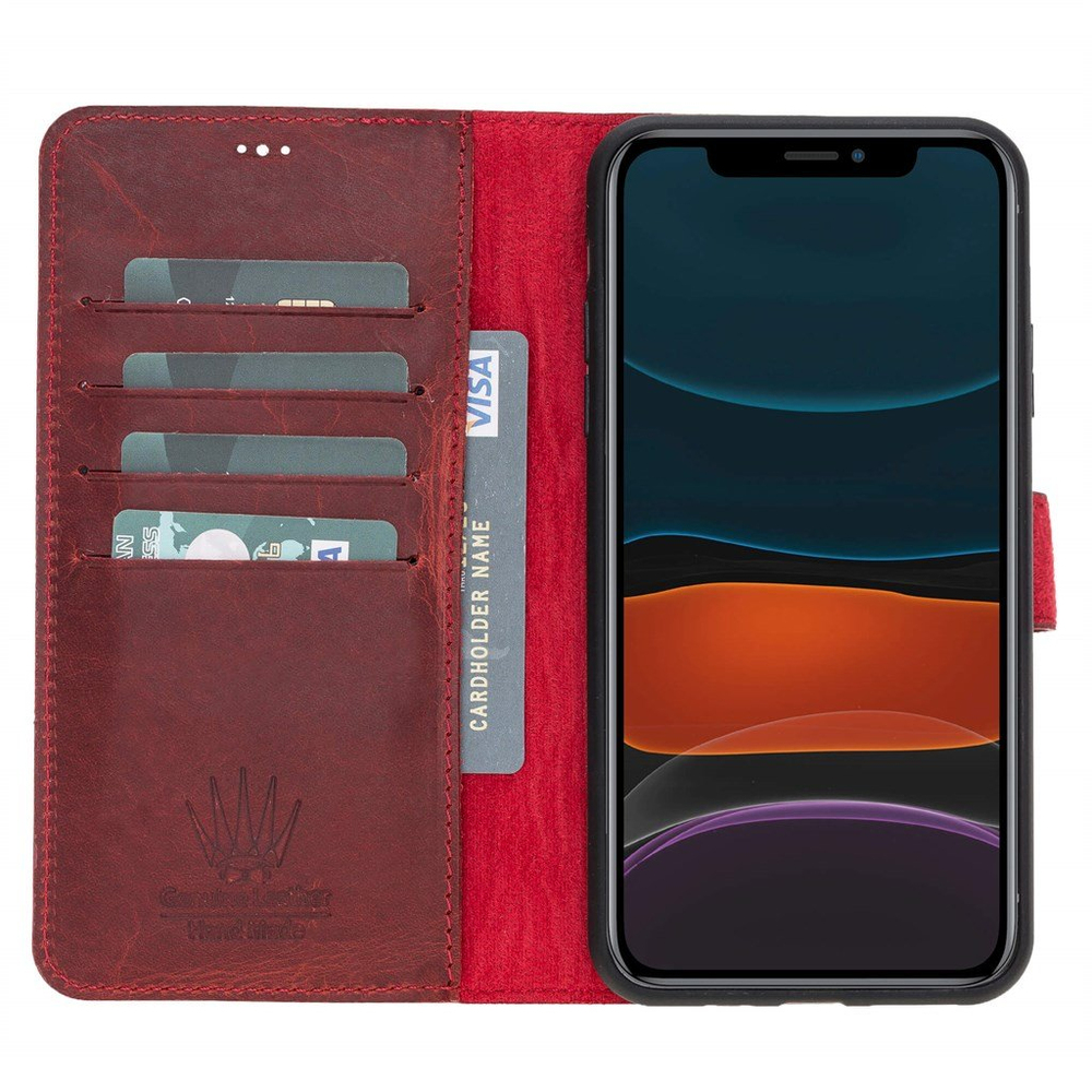 MAGIC WALLET IPHONE 11 PRO MAX BORDO CUZDAN + KILIF