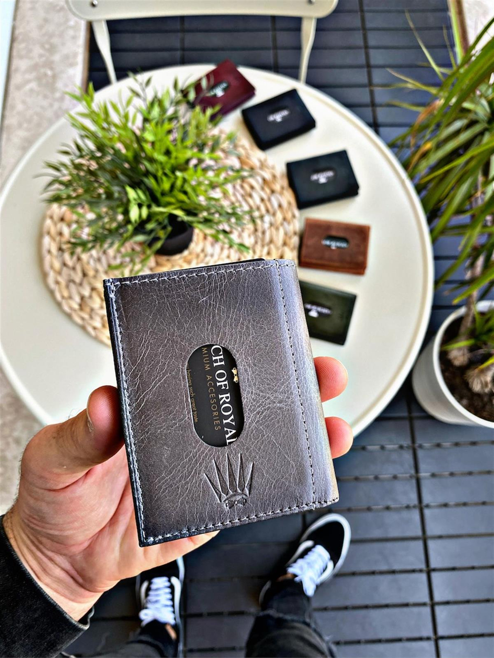 Hakiki Deri Cüzdan & Kartlık Efekt Gri Fermuar Detaylı  6 Kart Bölmeli Cüzdan RFID Korumalı Smıth