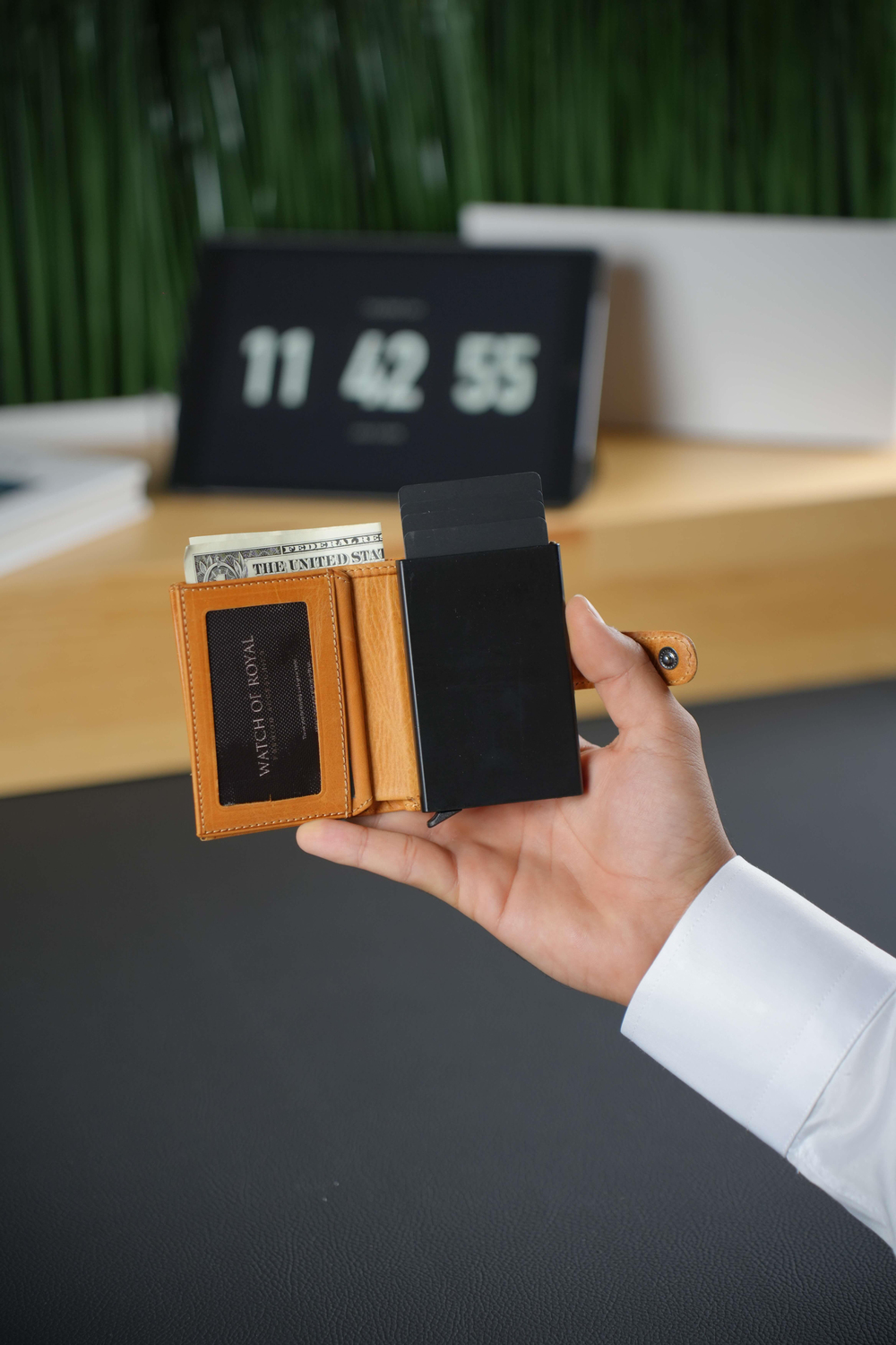 Luminous Crazy Sarı Hakiki Deri Mekanizmalı Kartlık Cüzdan