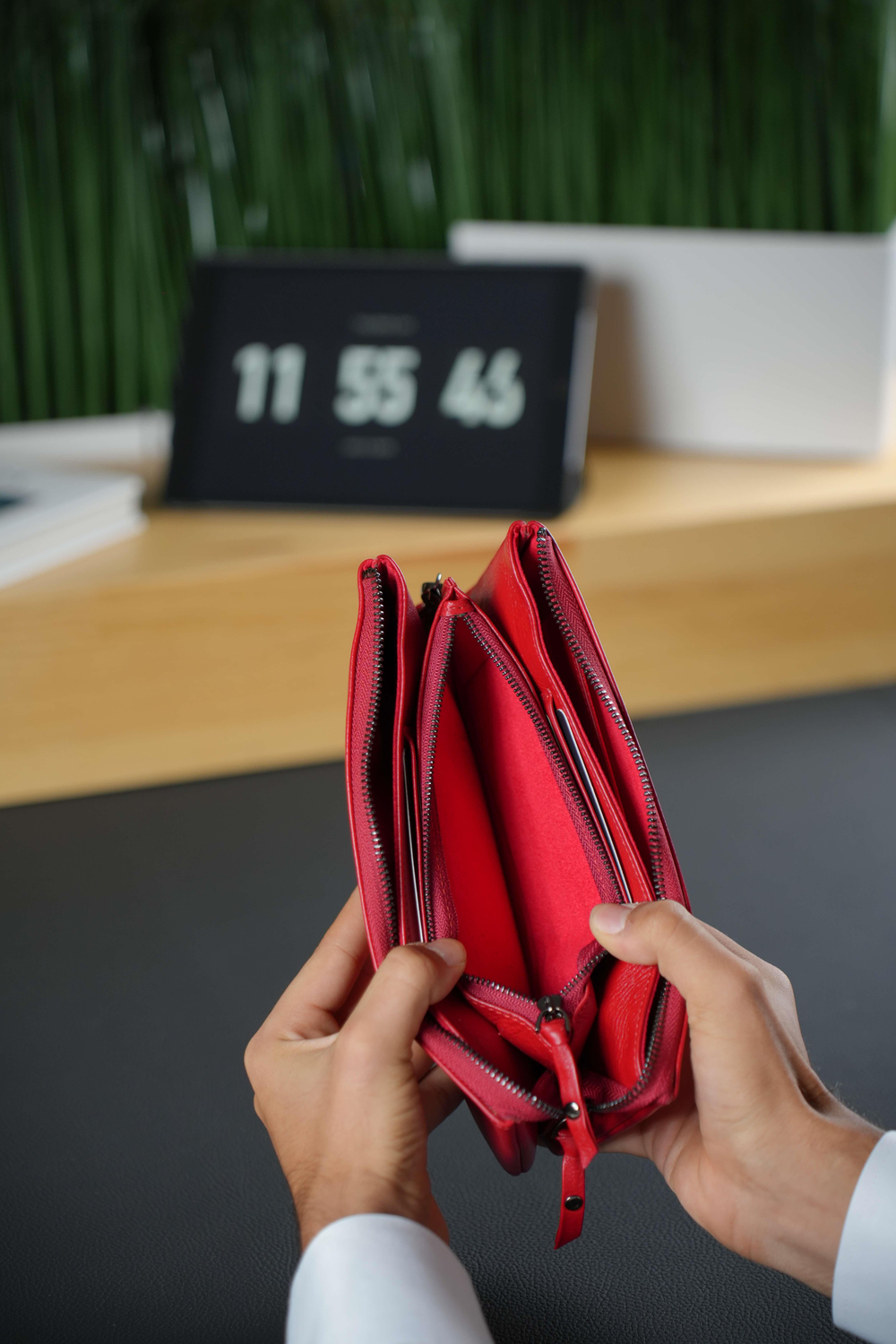 Hakiki Deri Kırmızı Laptop & Evrak Çantası Çelik Fermuarlı Seyahat ve İş Organizatör Oxford