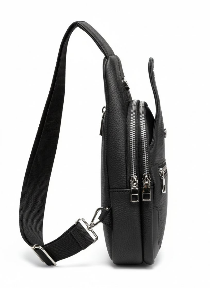 Bold Bag Siyah Çapraz Hakiki Deri Çanta