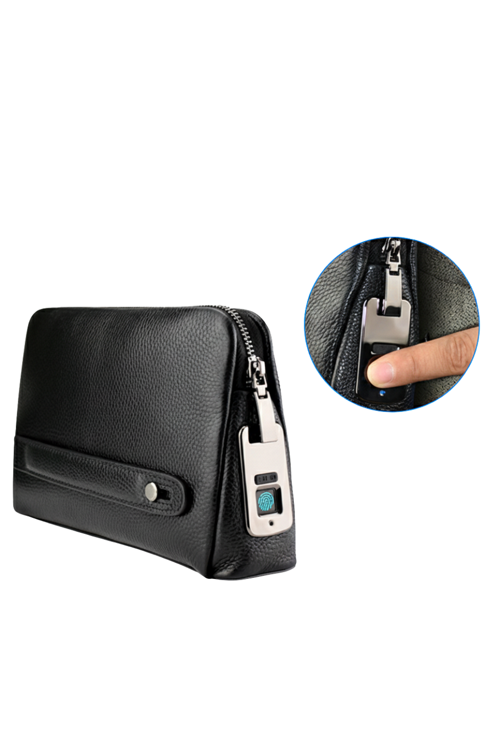 Cipher Parmak İzi Kilitli Hakiki Deri El Çantası