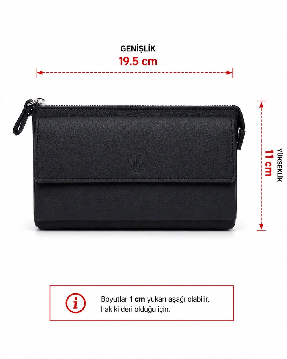 Corven Black Hakiki Deri El Çantası