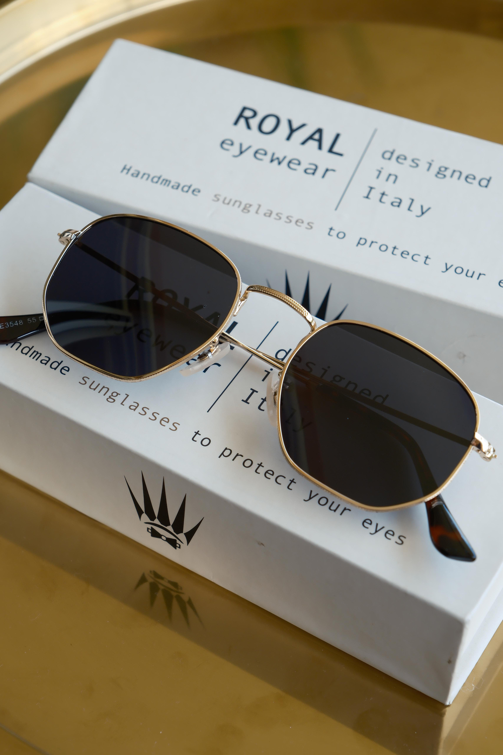  Güneş Gözlüğü Kadın & Erkek UV400 Cam Orjinal CE Belgeli GOLD SİYAH HEXAW