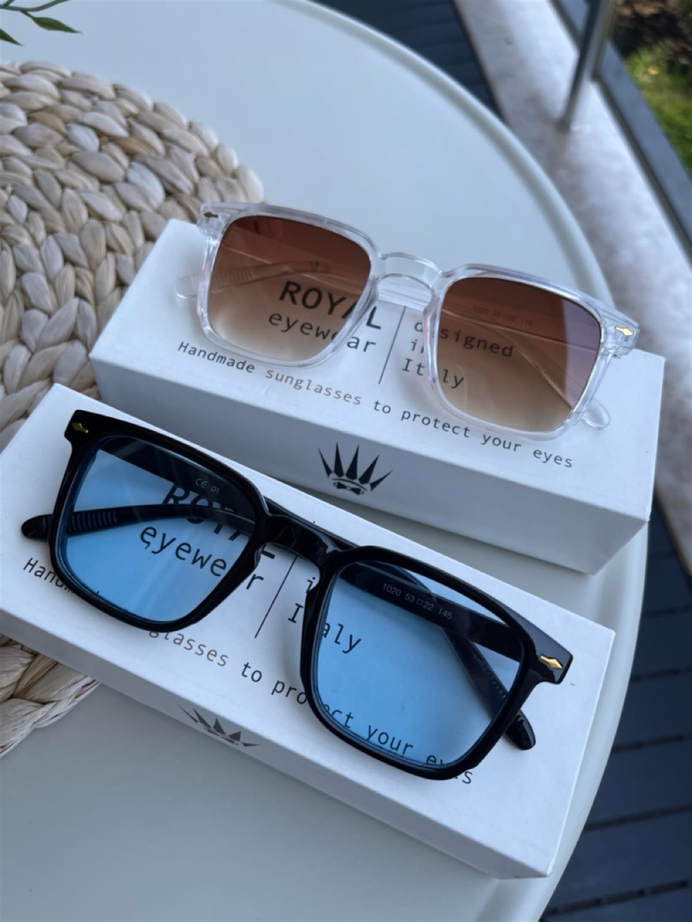 DOUBLE VINTAGE TRANSPARAN BROWN-BLUE BLACK  WOMAN  MAN  UV-400 CAM