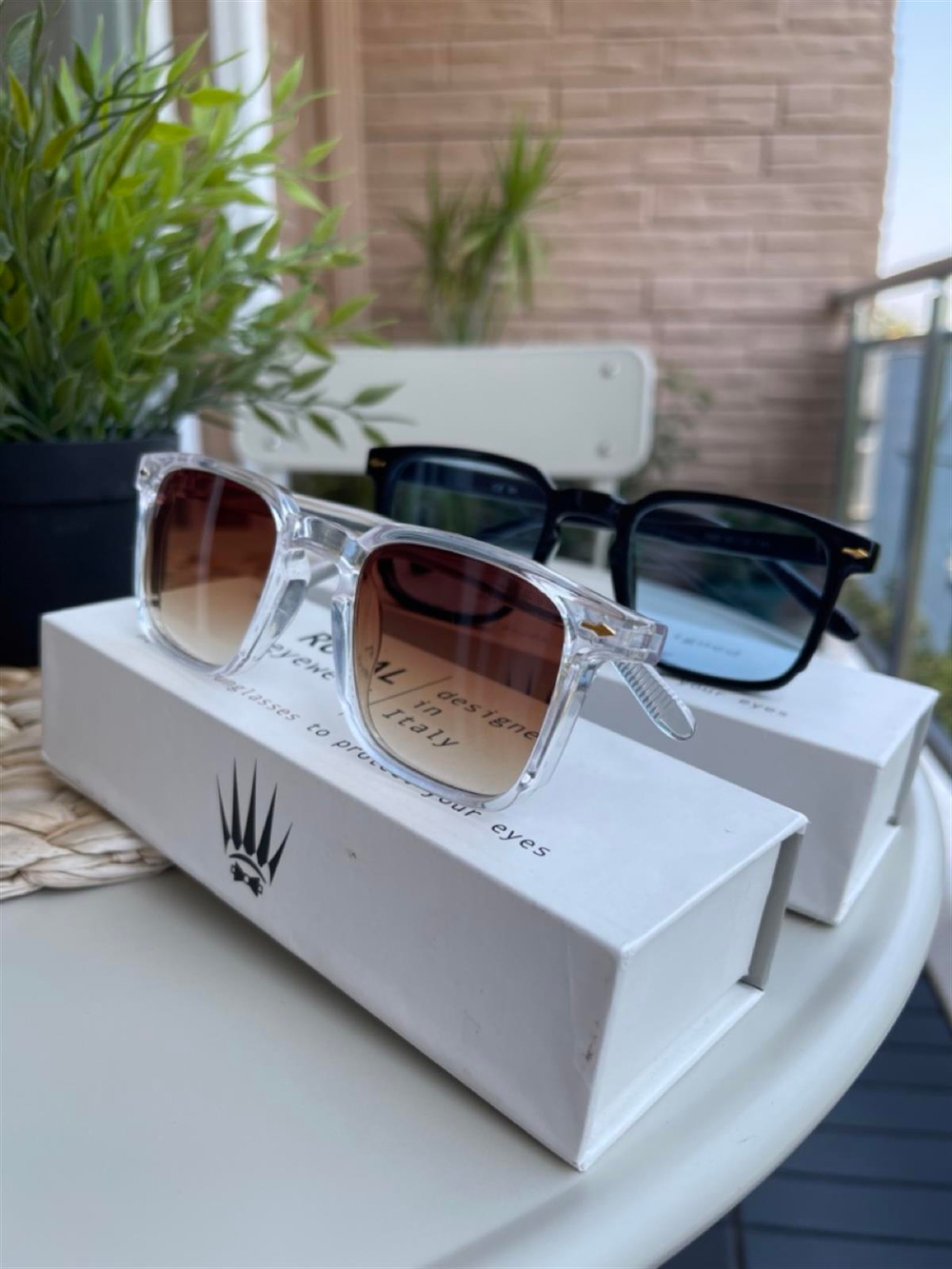 DOUBLE VINTAGE TRANSPARAN BROWN-BLUE BLACK  WOMAN  MAN  UV-400 CAM