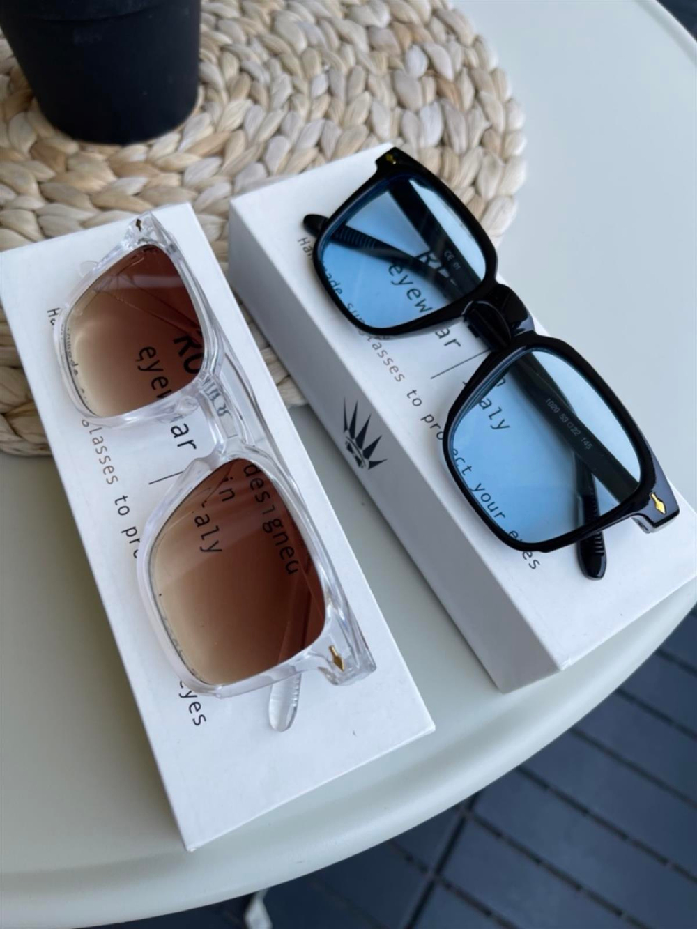 DOUBLE VINTAGE TRANSPARAN BROWN-BLUE BLACK  WOMAN  MAN  UV-400 CAM