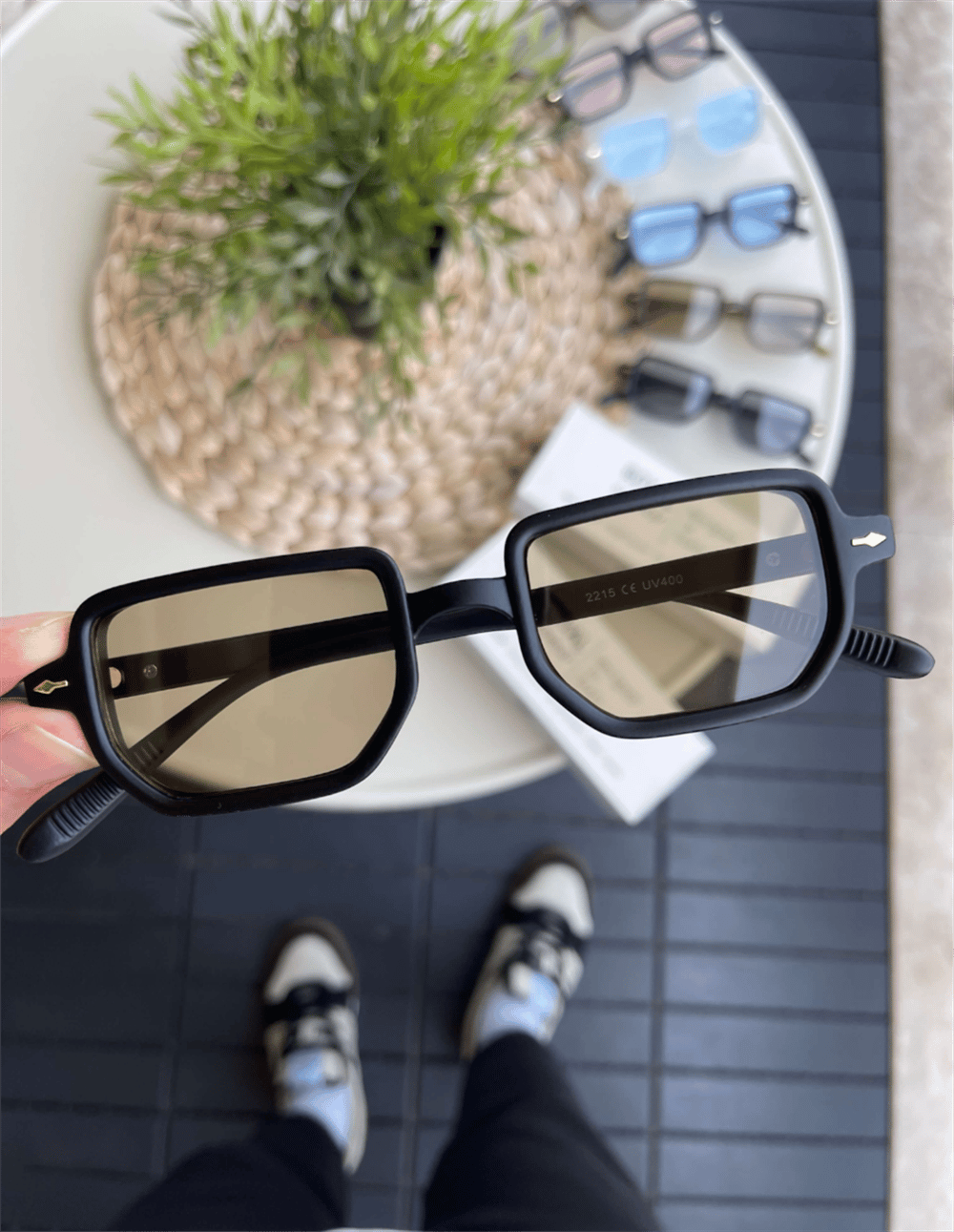 Güneş Gözlüğü Kadın & Erkek UV400 Cam Orjinal CE Belgeli SİYAH KAHVERENGİ RE2215W