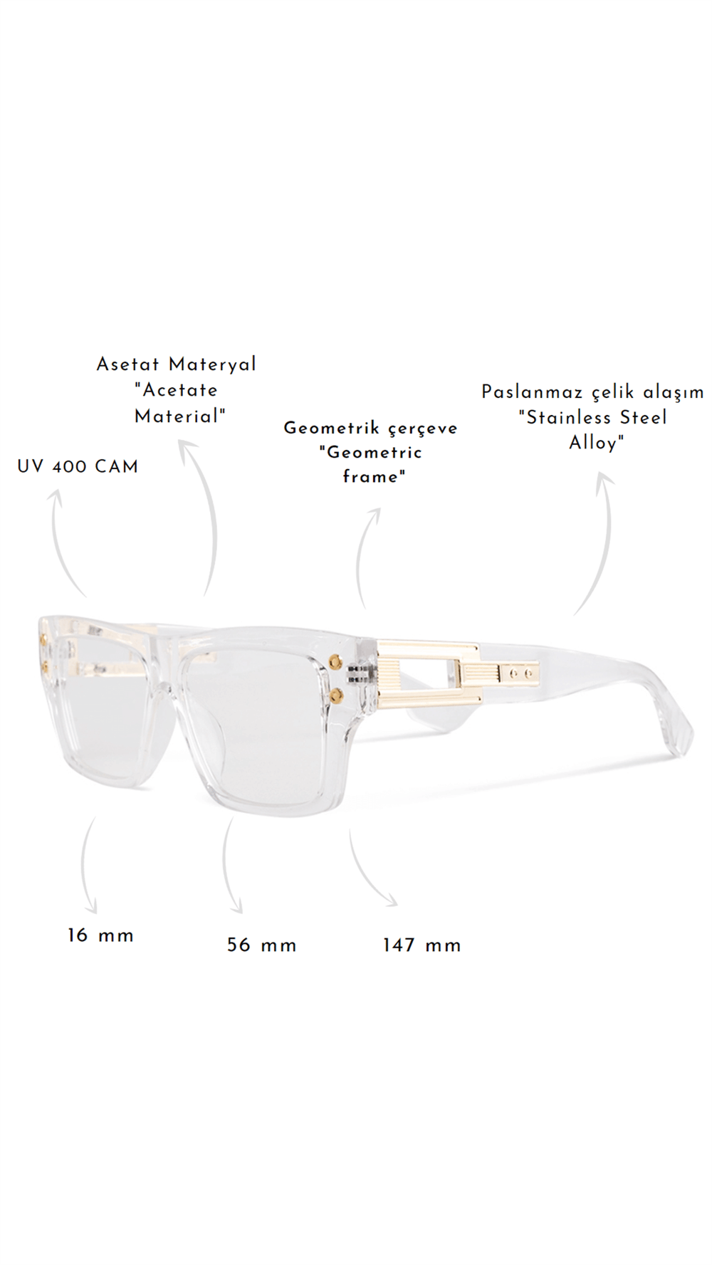 ROYAL EYEWEAR RE2852 TRANSPARAN GÜNEŞ GÖZLÜĞÜ