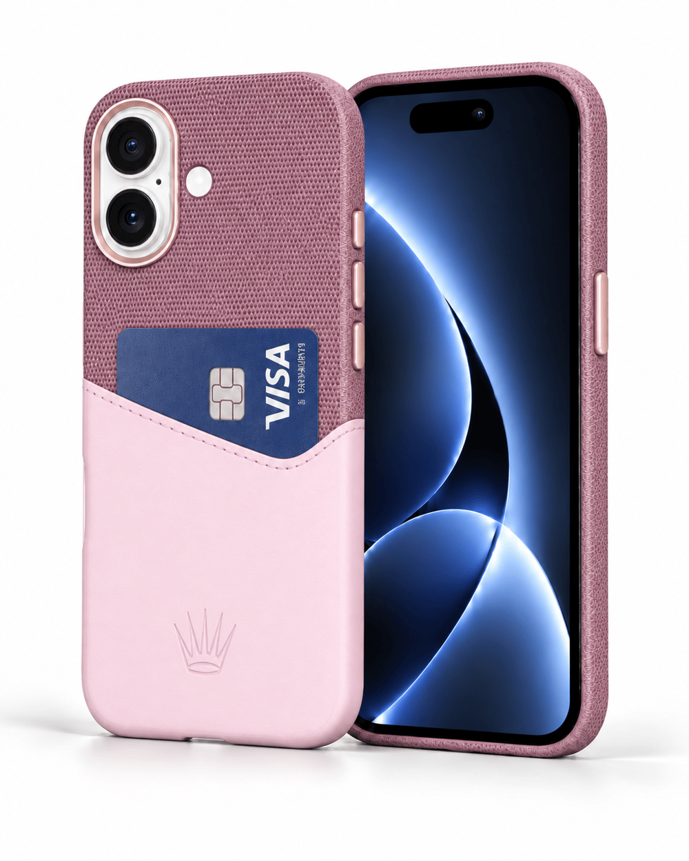 Nova Iphone 16 Deri Kartlıklı Telefon Kılıfı Pembe 