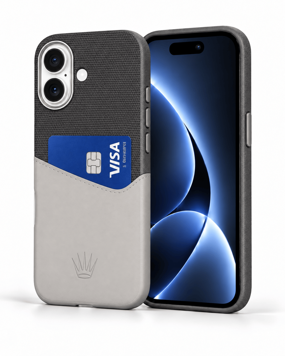 Nova Iphone 16 Deri Kartlıklı Telefon Kılıfı Gri 