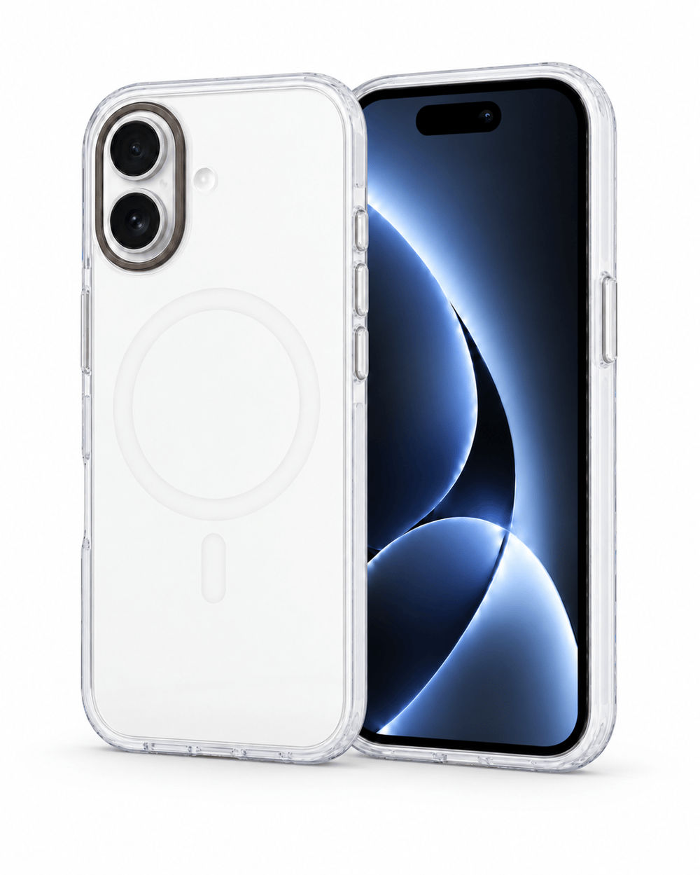 Onyx  Iphone 16 Beyaz Kılıf Manyetik Özellikli Şeffaf Sert Pc Embos Kılıf+Kamera Koruyucu