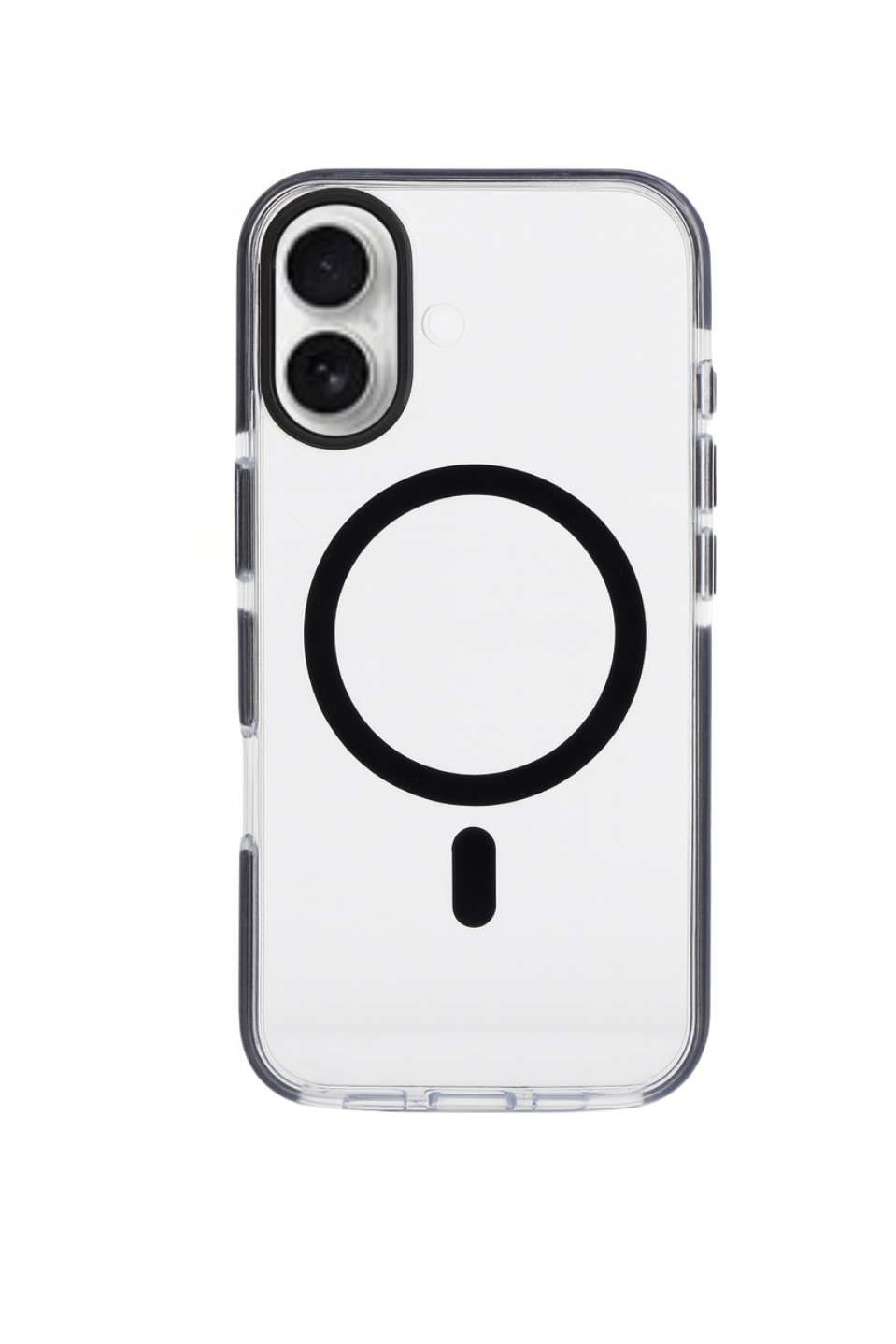 Onyx  Iphone 16 Siyah Kılıf Magsafe Özellikli Şeffaf Sert Pc Embos Kılıf+Kamera Koruyucu