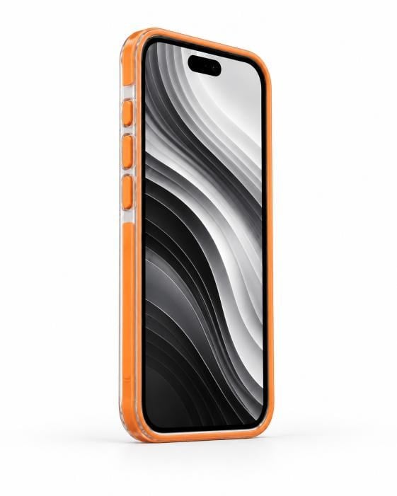 Onyx  Iphone 16 Turuncu Kılıf Manyetik Özellikli Şeffaf Sert Pc Embos Kılıf+Kamera Koruyucu