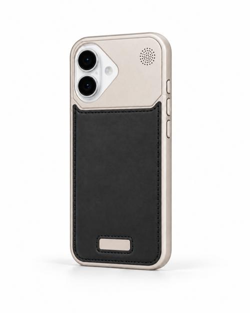 Therock iPhone 16 Siyah Magsafe Özellikli Alüminyum Alaşımlı Hakiki Deri,Kokulu Metal Kızaklı Telefon Kılıfı