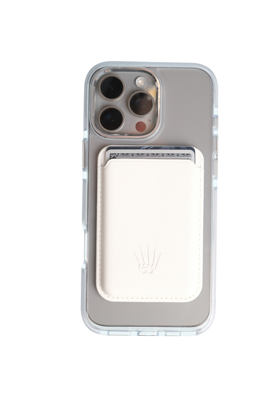 Silicone case  Iphone 16 Pro Beyaz Kılıf Manyetik Özellikli Şeffaf Sert Pc Embos Kılıf+Kamera Koruyucu+Kartlık