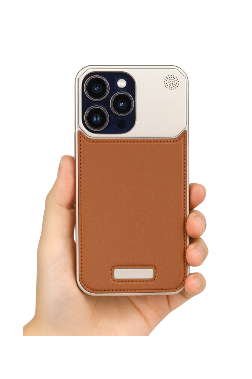 Therock 16 Pro Taba Manyetik Özellikli Alüminyum Alaşımlı Hakiki Deri,Kokulu Metal Kızaklı Telefon Kılıfı